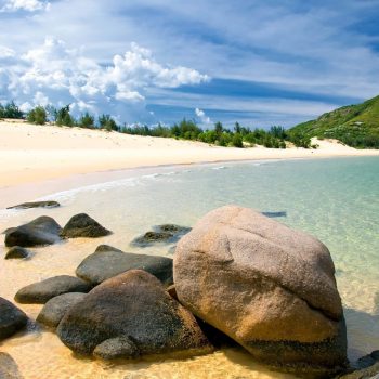 Exotic beach with white sand in Quy Nhon, Vietnam